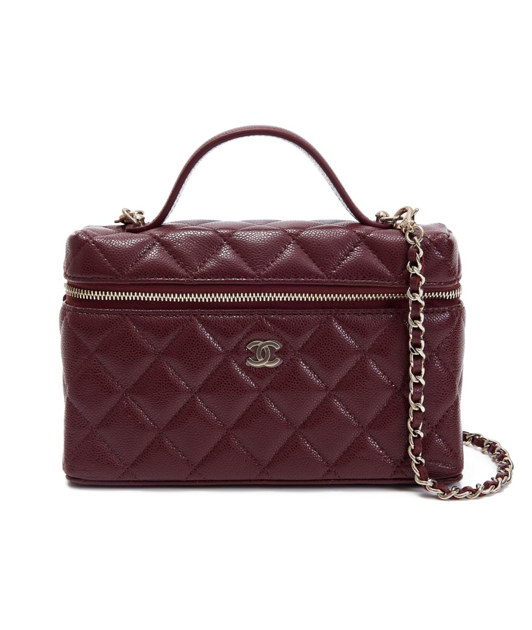 CHANEL Бордовая кожаная сумка с короткими ручками, фото 5