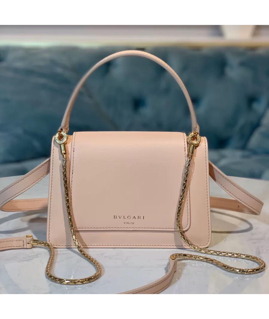 BVLGARI Розовая кожаная сумка через плечо, фото 2