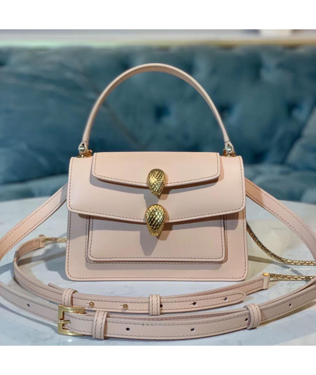 BVLGARI Розовая кожаная сумка через плечо, фото 3