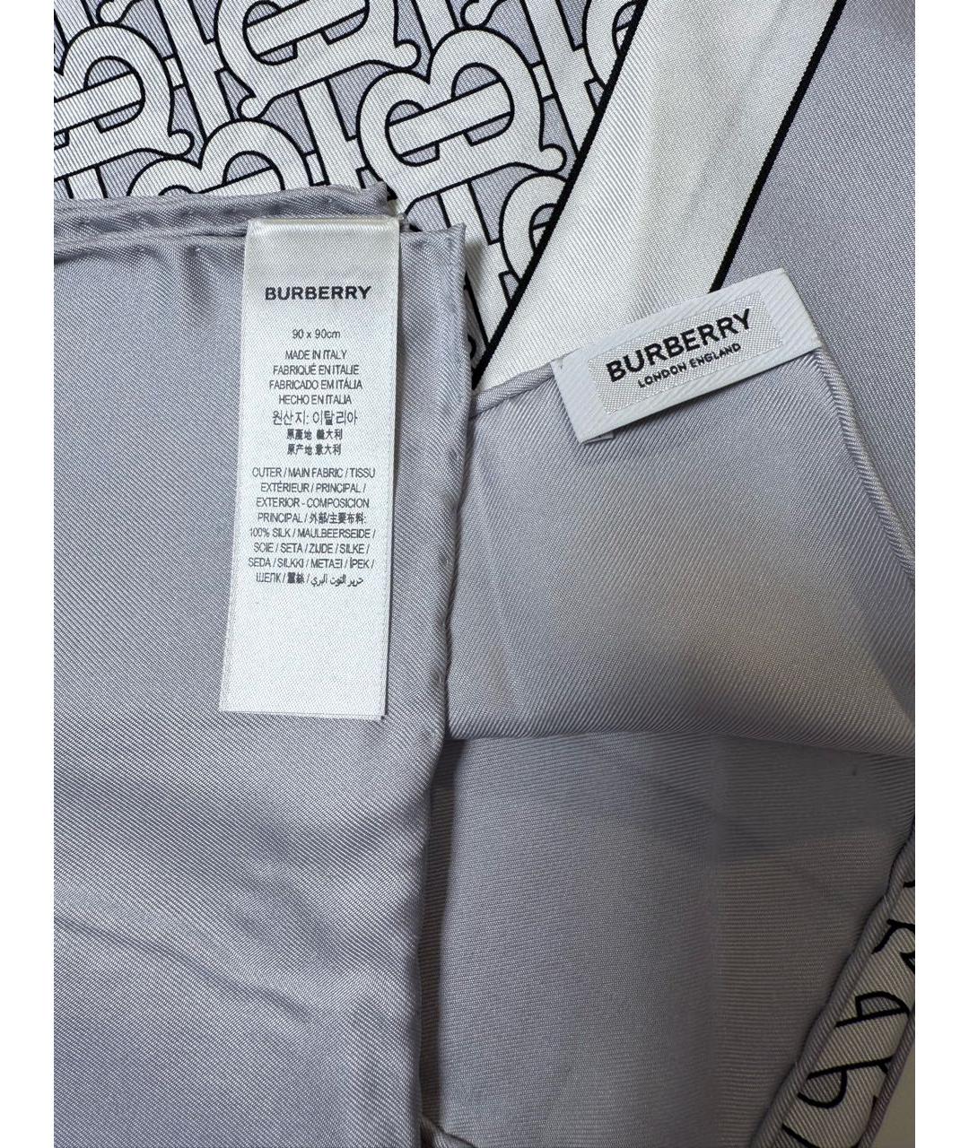 BURBERRY Серый шелковый платок, фото 6