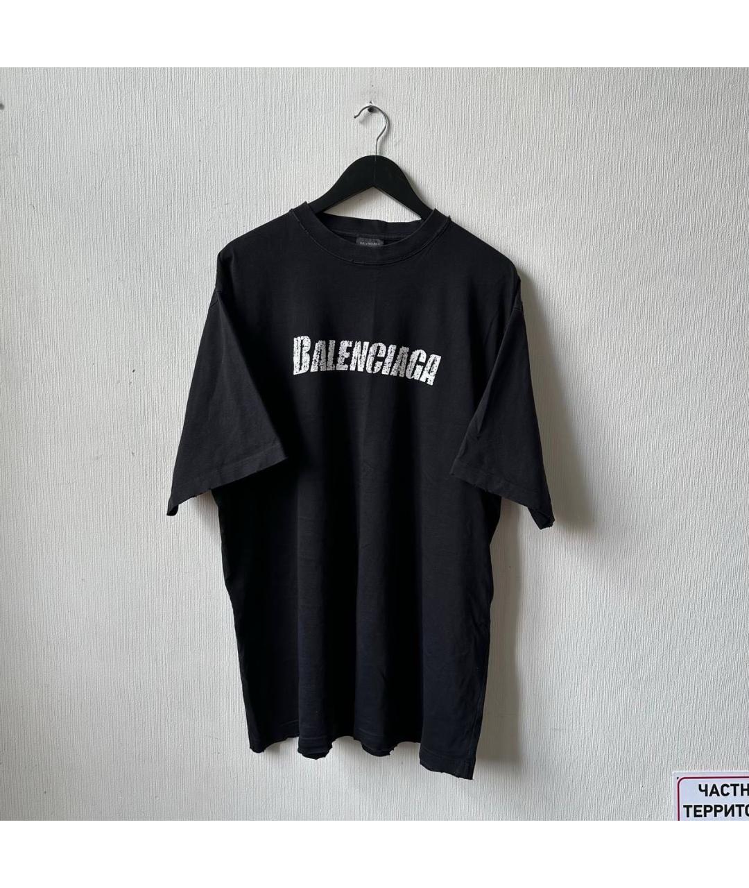 BALENCIAGA Черная хлопковая футболка, фото 4