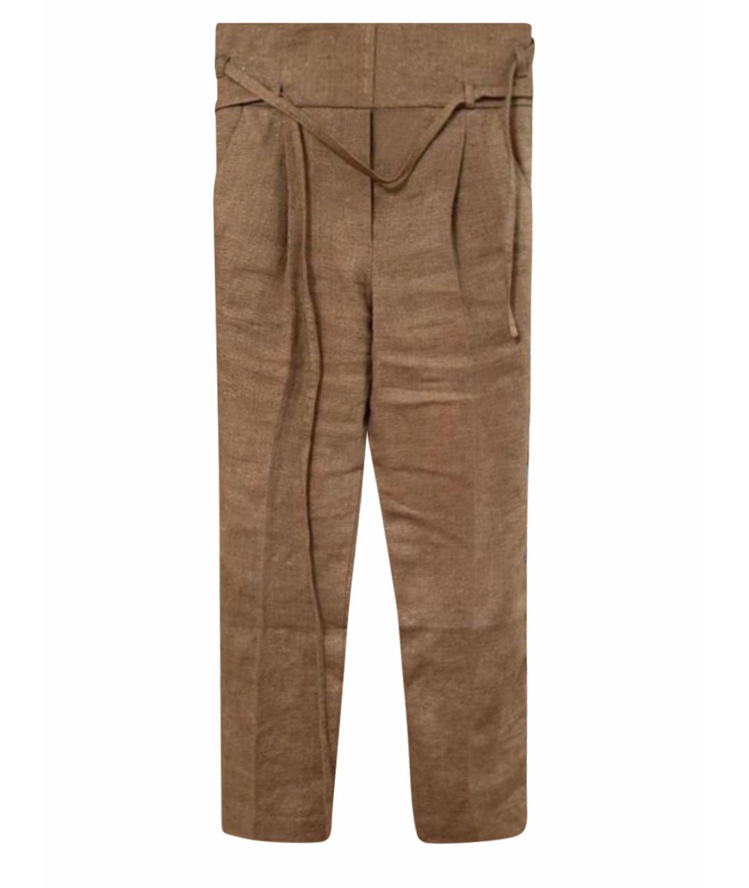 BRUNELLO CUCINELLI Бежевые льняные брюки широкие, фото 1