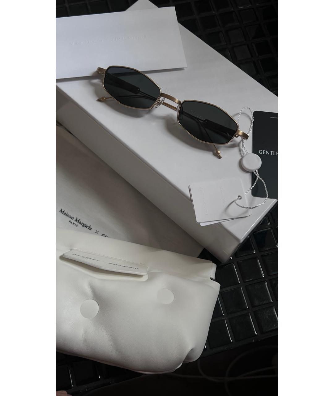 MAISON MARGIELA Золотые металлические солнцезащитные очки, фото 5