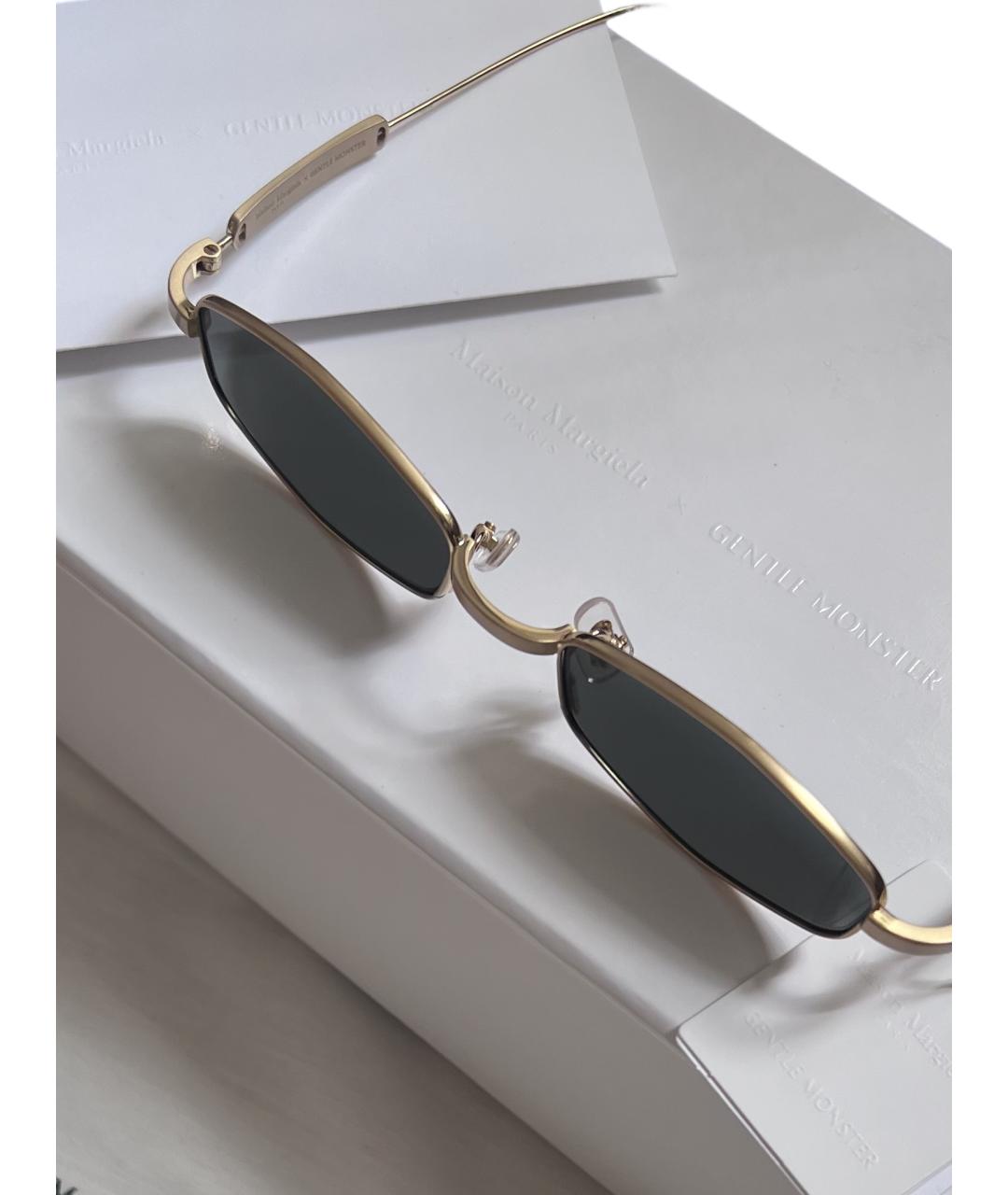 MAISON MARGIELA Золотые металлические солнцезащитные очки, фото 3