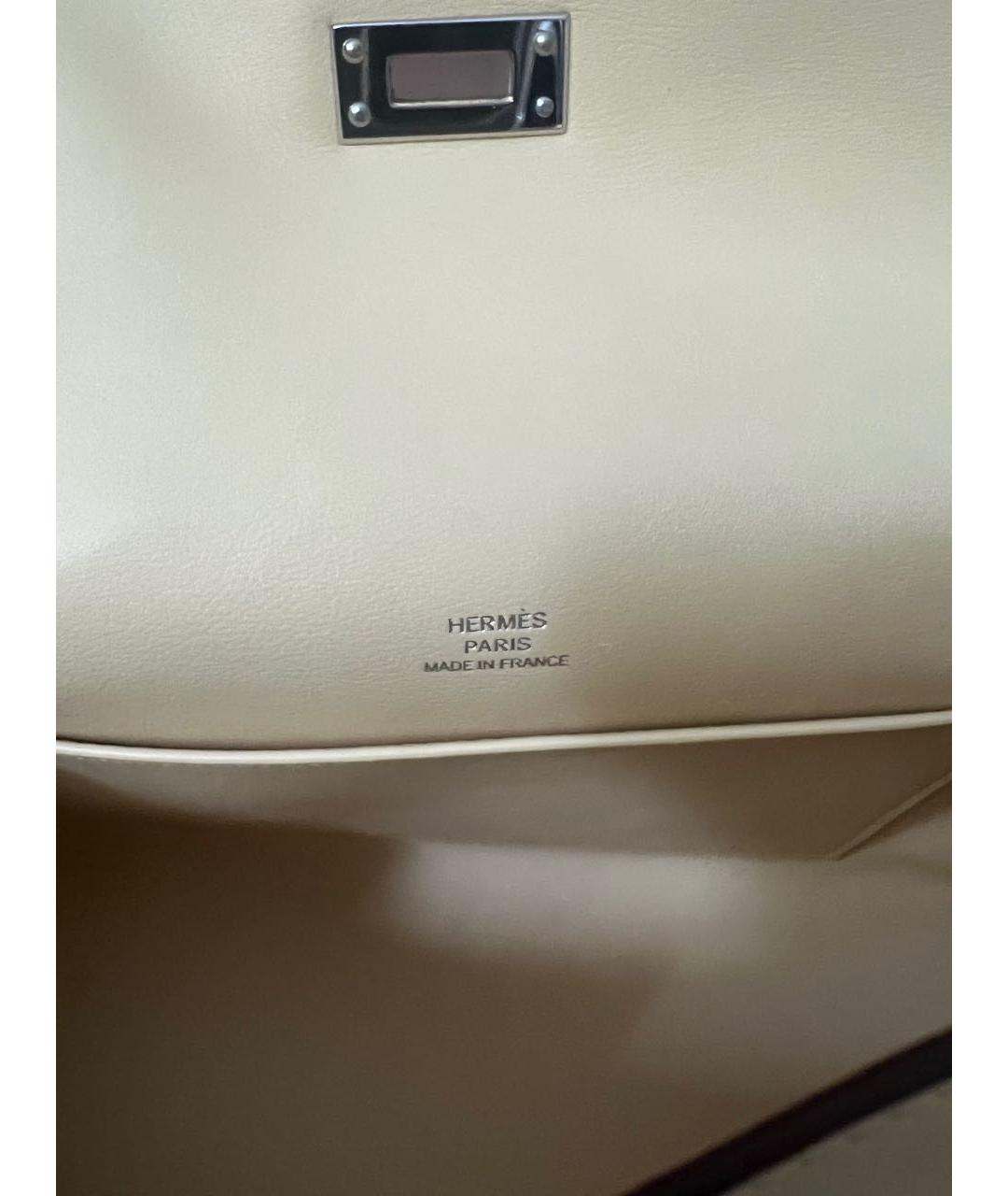 HERMES Желтая кожаная сумка с короткими ручками, фото 4