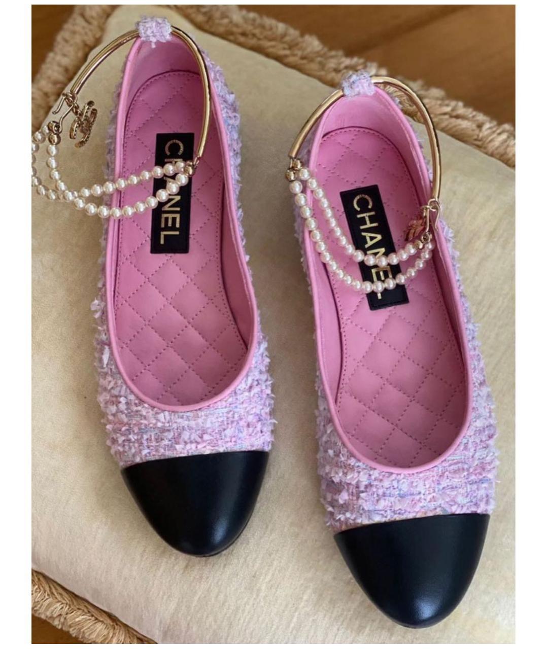 CHANEL Розовые текстильные балетки, фото 5