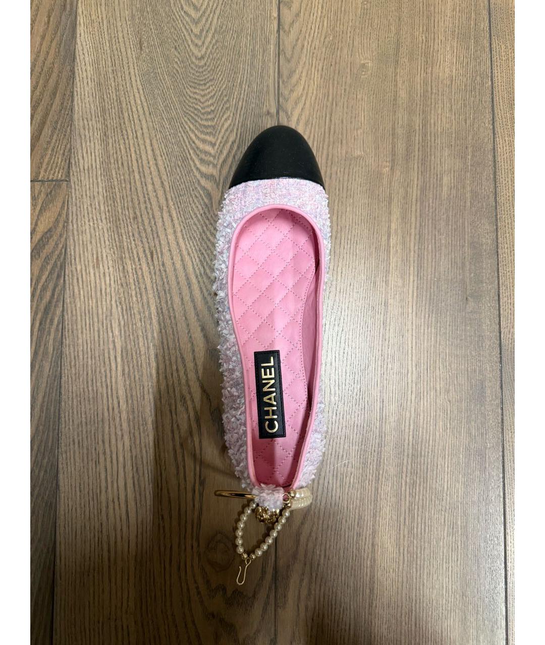 CHANEL Розовые текстильные балетки, фото 2