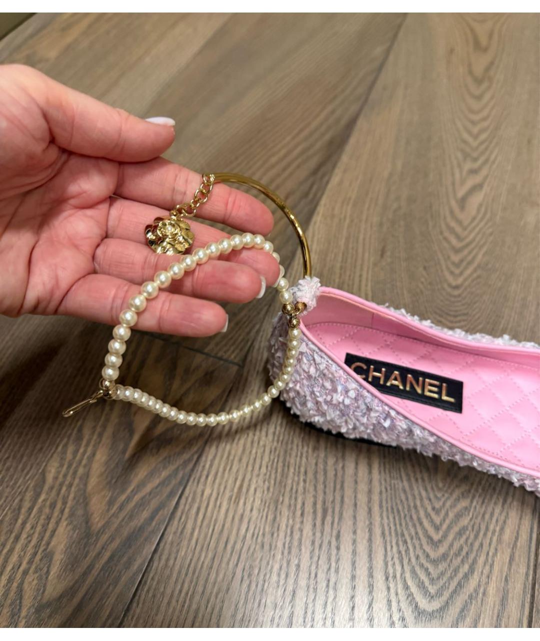 CHANEL Розовые текстильные балетки, фото 3
