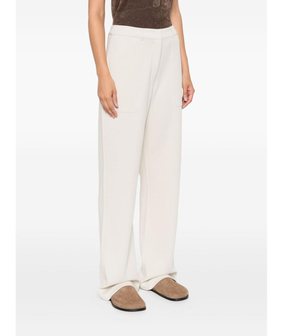 'S MAX MARA Белые хлопковые прямые брюки, фото 4
