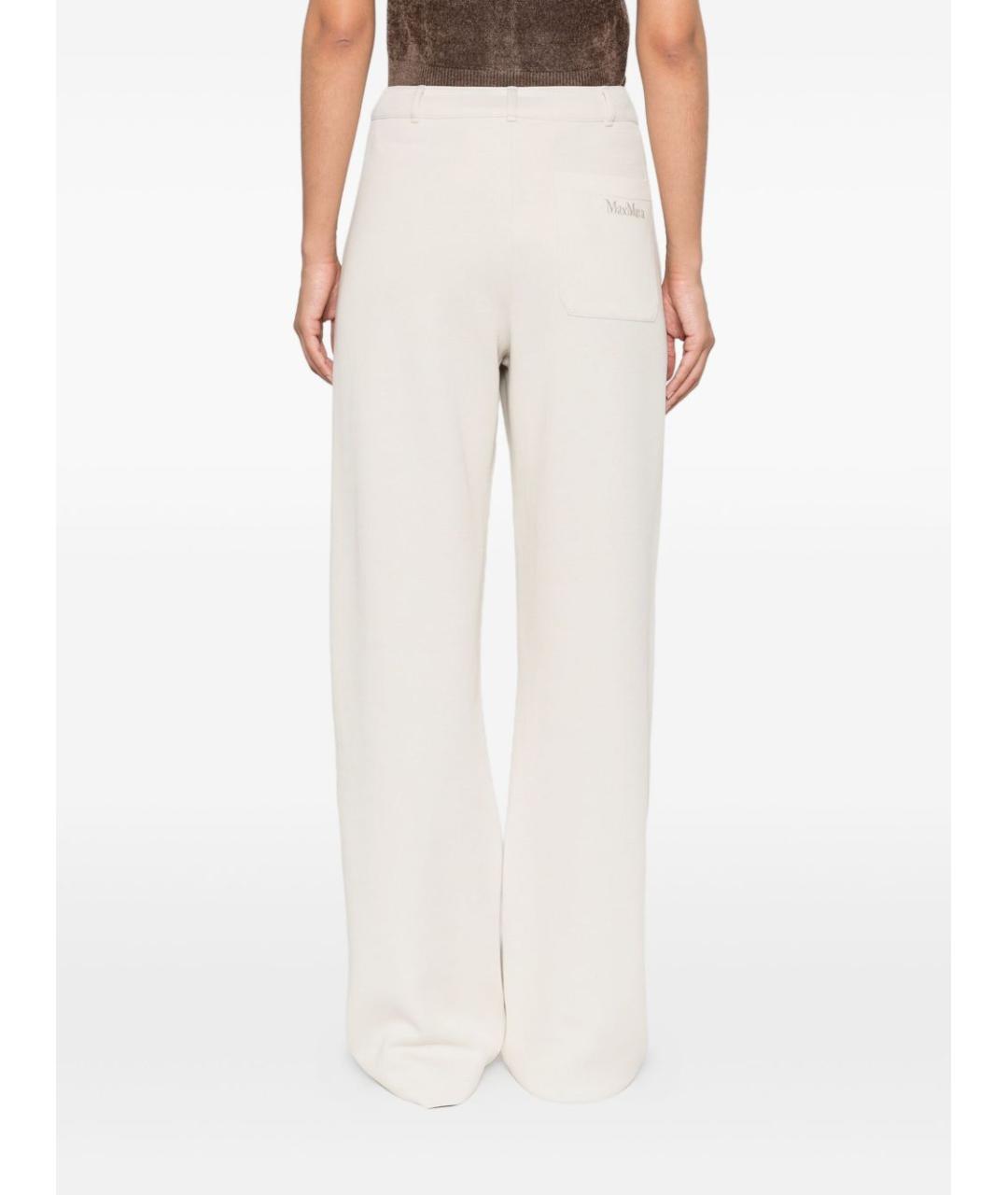 'S MAX MARA Белые хлопковые прямые брюки, фото 3