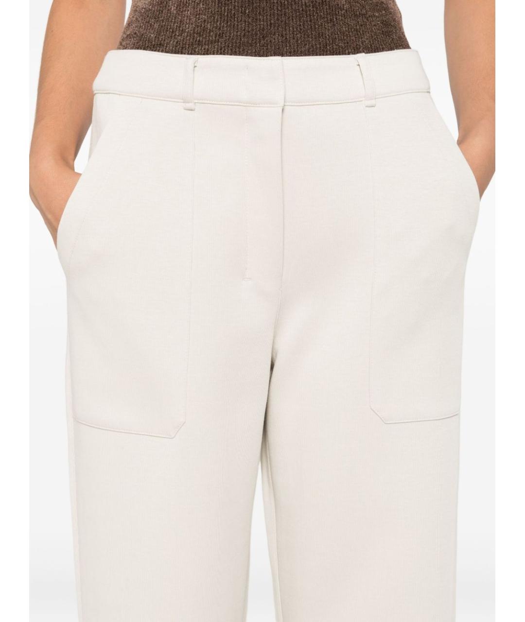 'S MAX MARA Белые хлопковые прямые брюки, фото 2