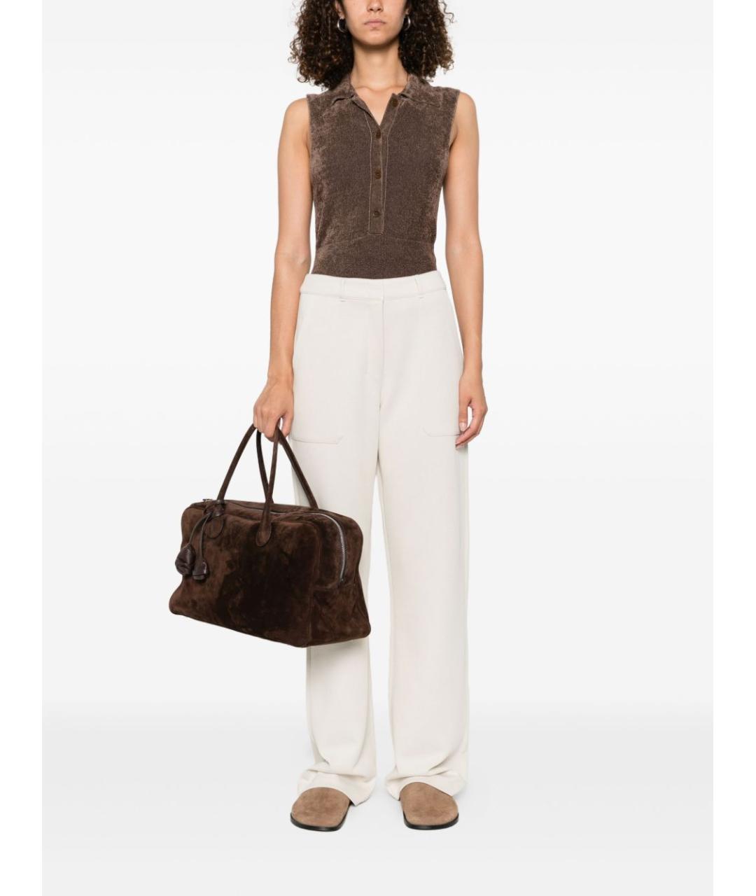 'S MAX MARA Белые хлопковые прямые брюки, фото 5