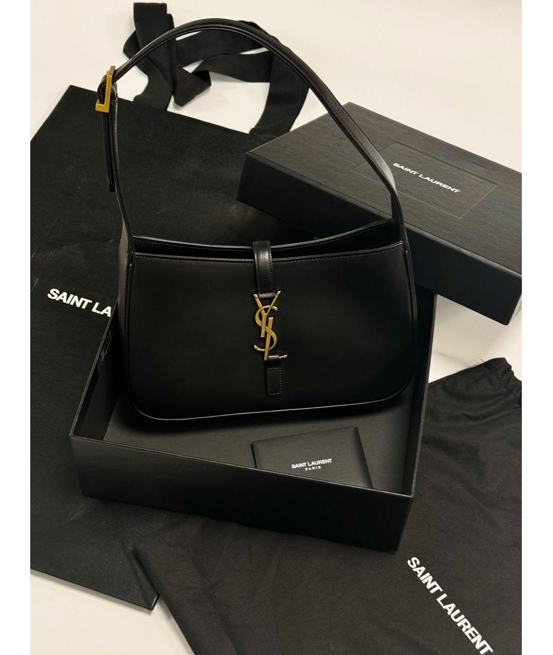 SAINT LAURENT Черная кожаная сумка через плечо, фото 2
