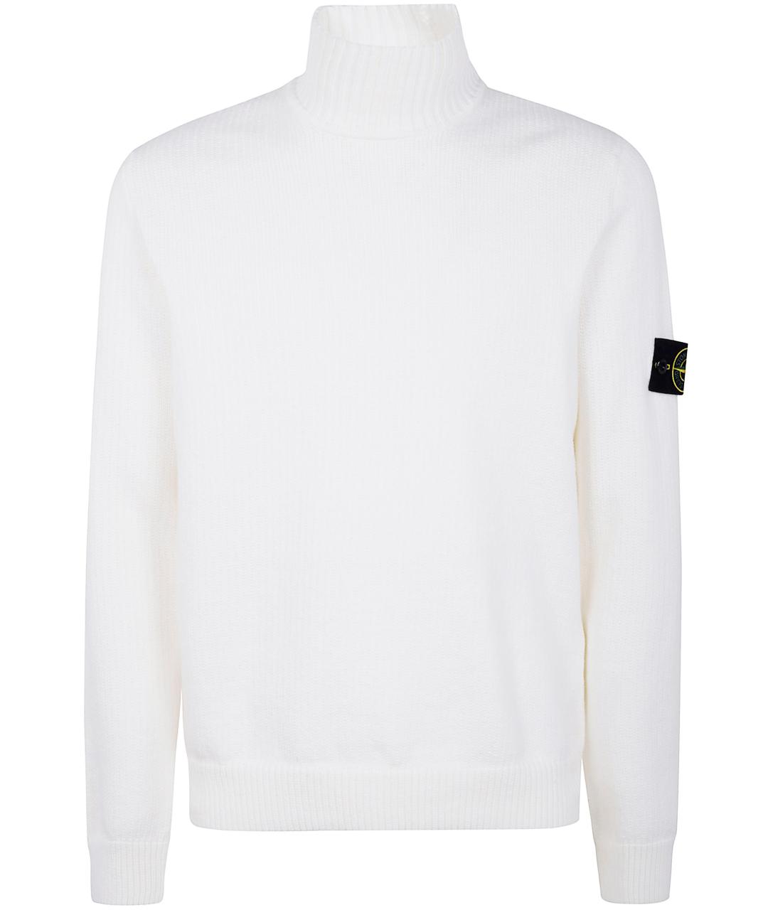 STONE ISLAND Белый хлопковый джемпер / свитер, фото 1