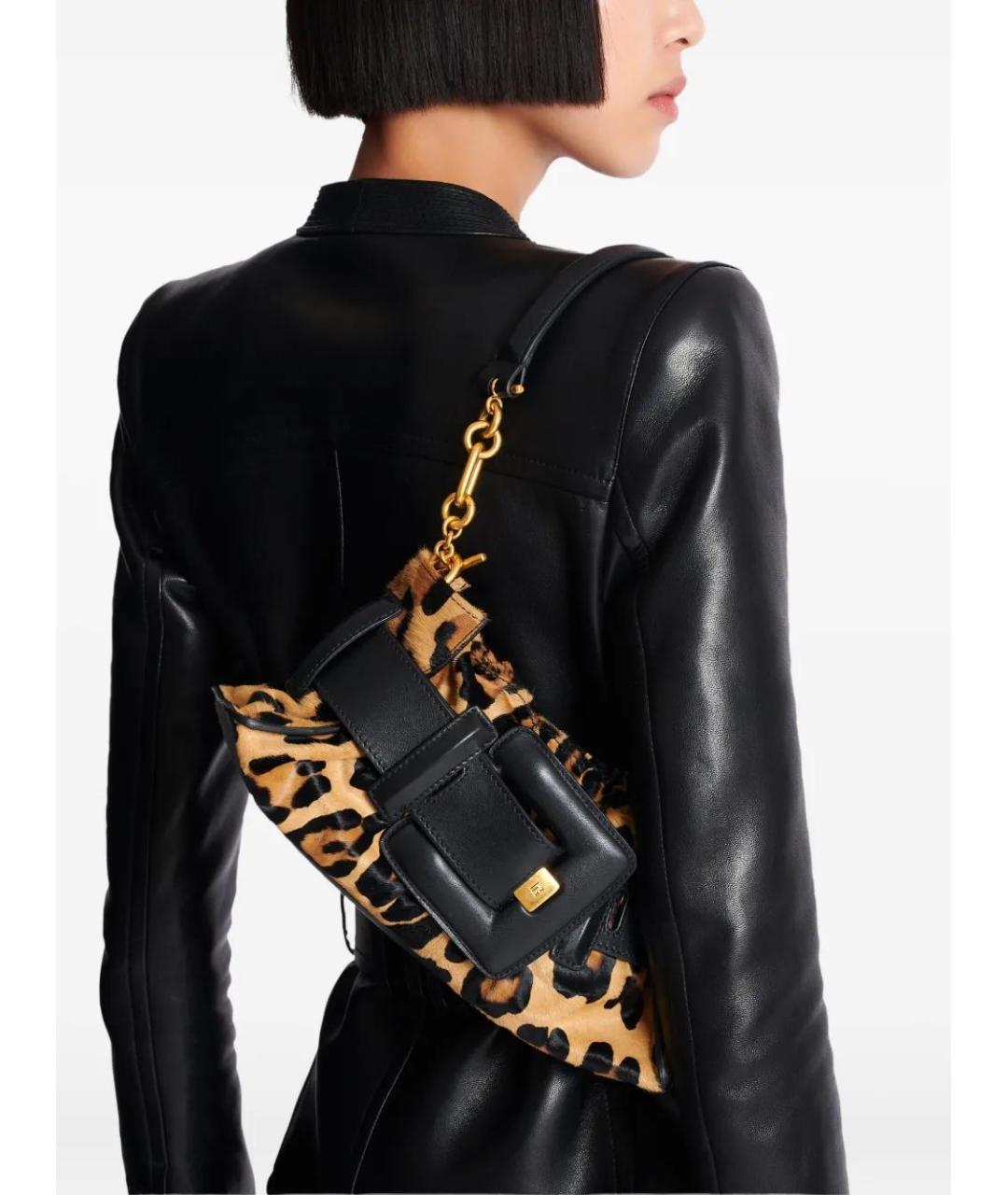 BALMAIN Коричневая кожаная сумка с короткими ручками, фото 3