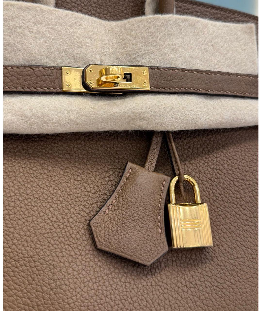 HERMES Коричневая кожаная сумка с короткими ручками, фото 4