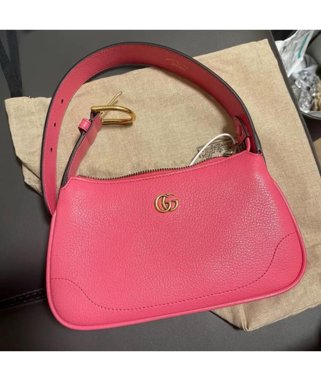 GUCCI Розовая кожаная сумка с короткими ручками, фото 2