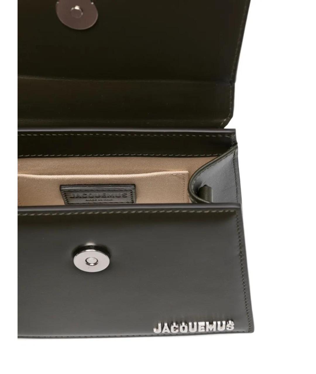 JACQUEMUS Зеленая кожаная сумка с короткими ручками, фото 4