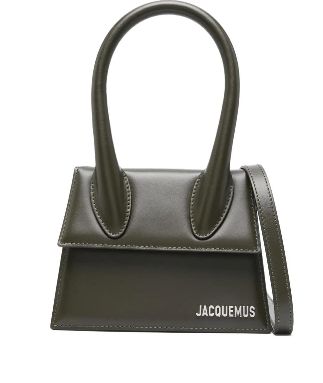 JACQUEMUS Зеленая кожаная сумка с короткими ручками, фото 1