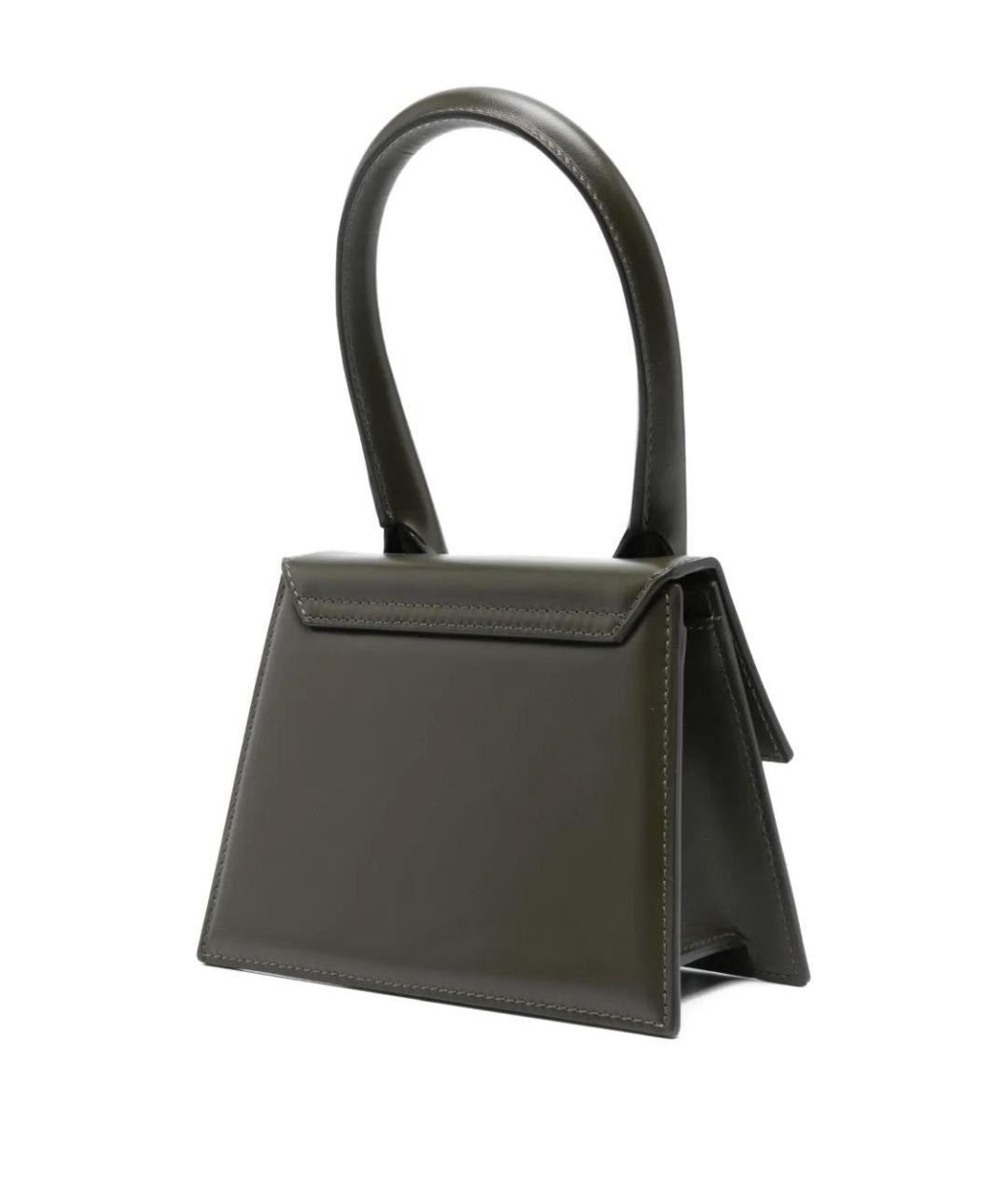 JACQUEMUS Зеленая кожаная сумка с короткими ручками, фото 2