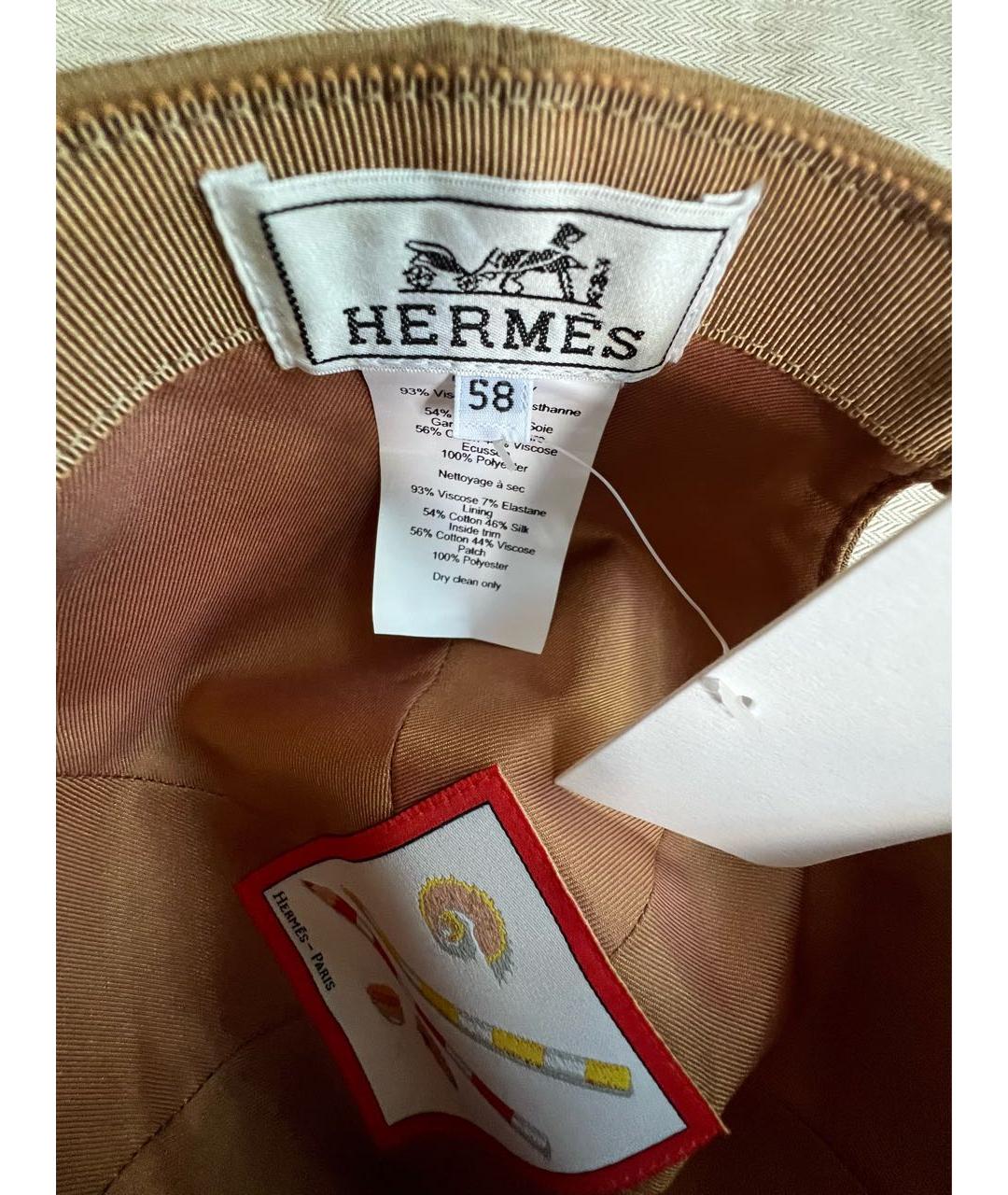 HERMES Коричневая хлопковая кепка, фото 4