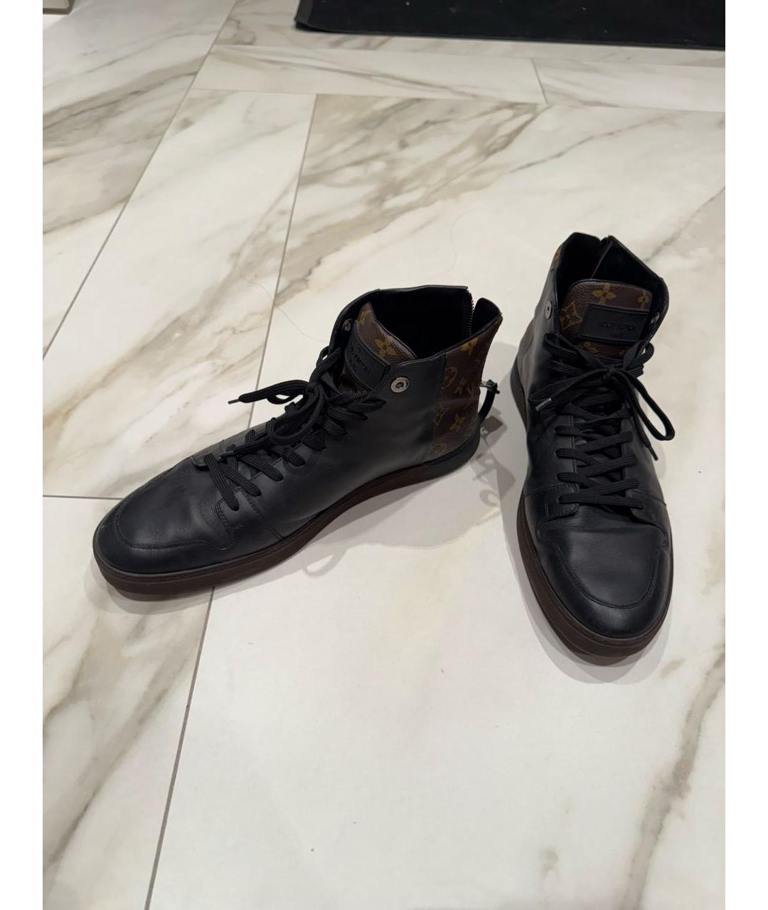 LOUIS VUITTON Черные кожаные высокие кроссовки / кеды, фото 3