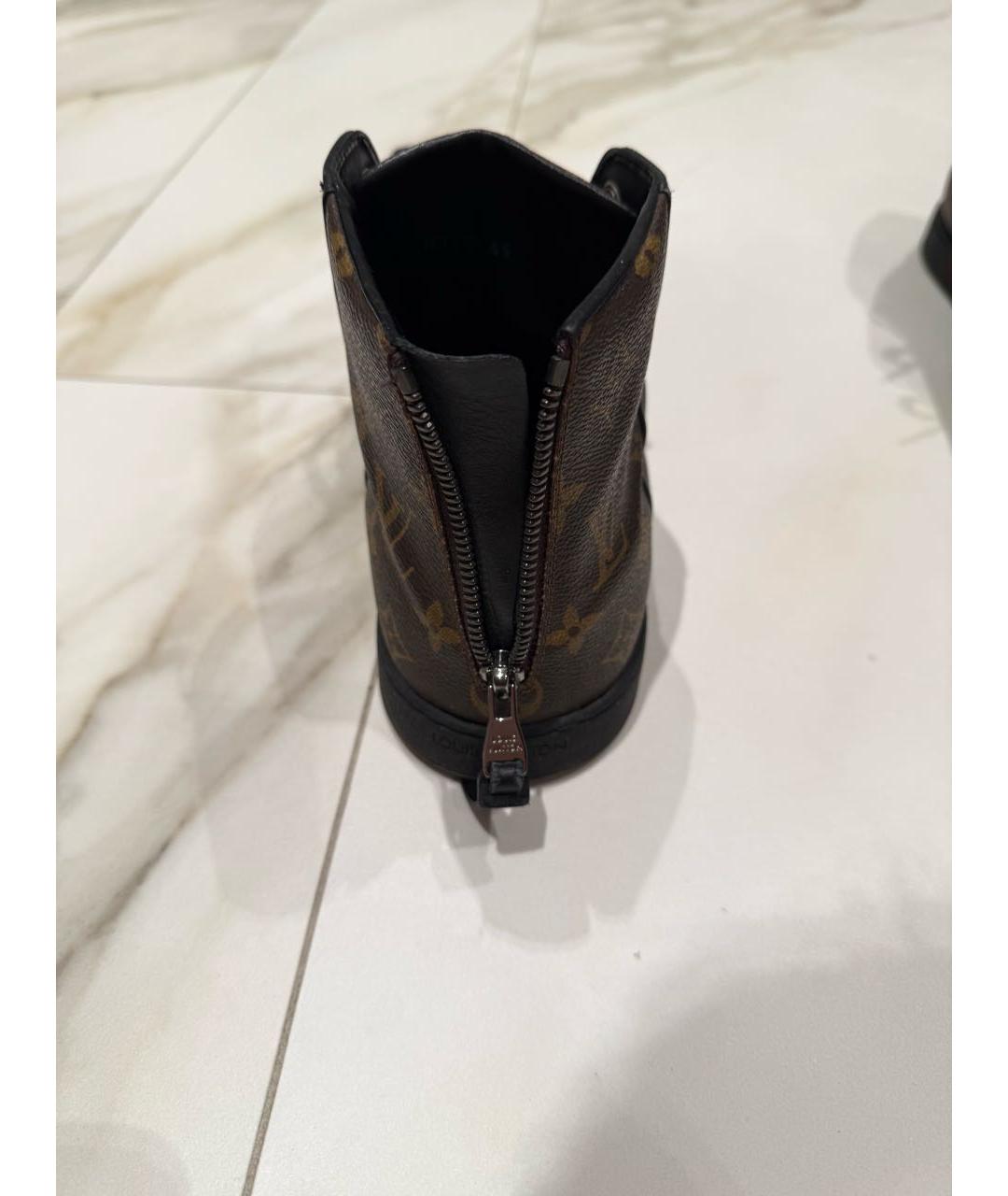 LOUIS VUITTON Черные кожаные высокие кроссовки / кеды, фото 4