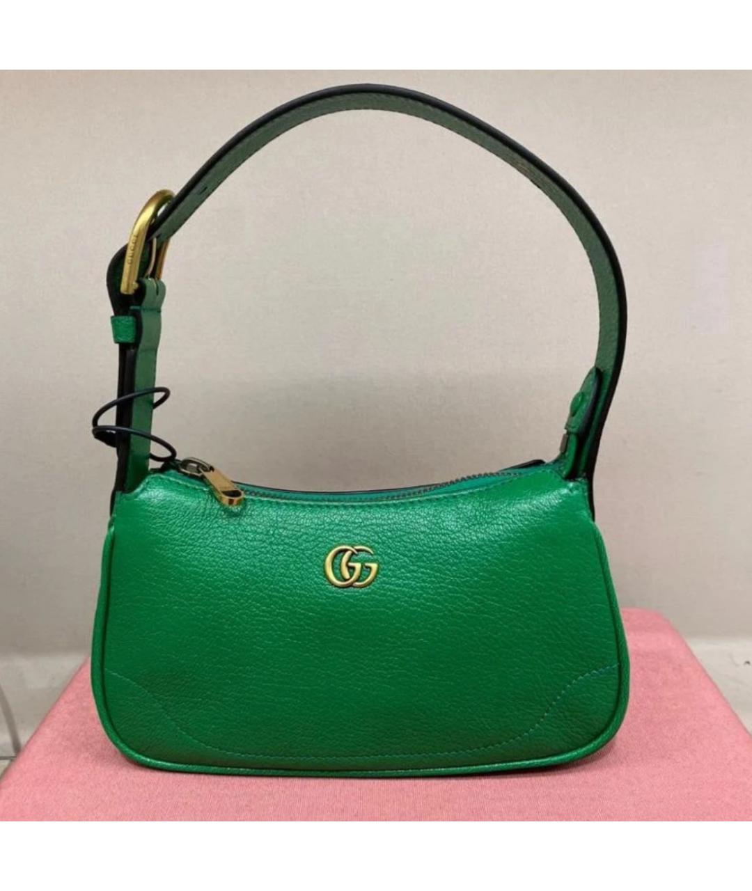 GUCCI Зеленая кожаная сумка с короткими ручками, фото 2