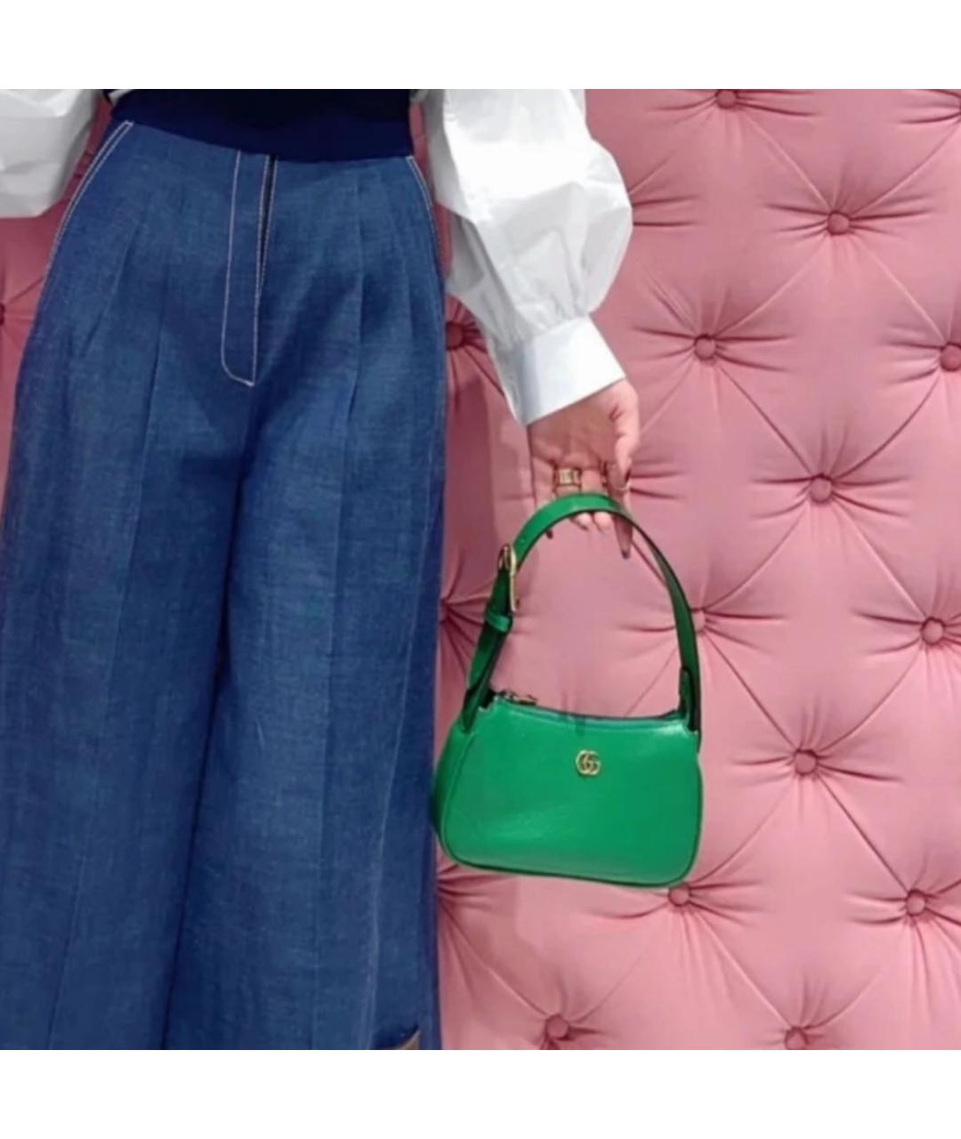 GUCCI Зеленая кожаная сумка с короткими ручками, фото 4