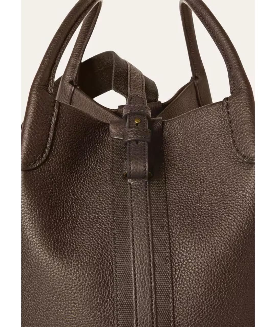 LORO PIANA Коричневая кожаная сумка тоут, фото 5
