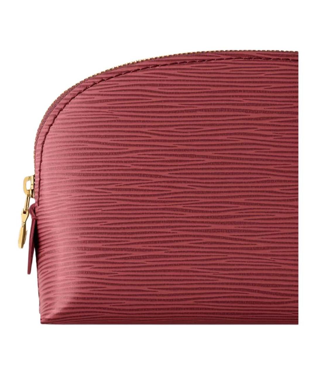 LOUIS VUITTON Бордовая кожаная косметичка, фото 5