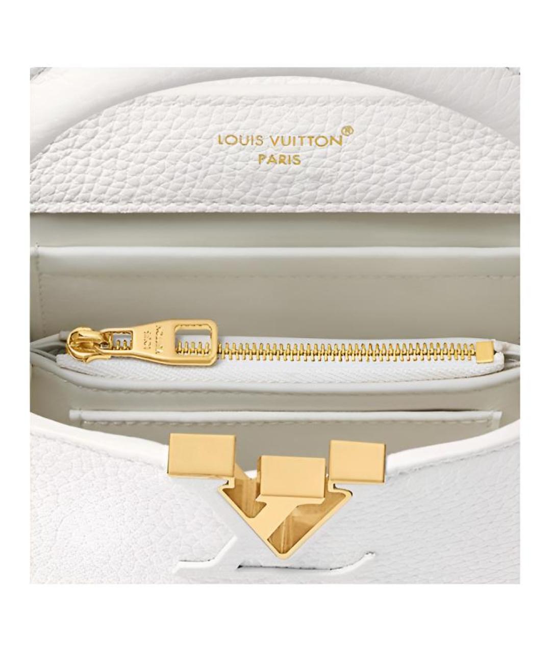 LOUIS VUITTON Белая кожаная сумка с короткими ручками, фото 5