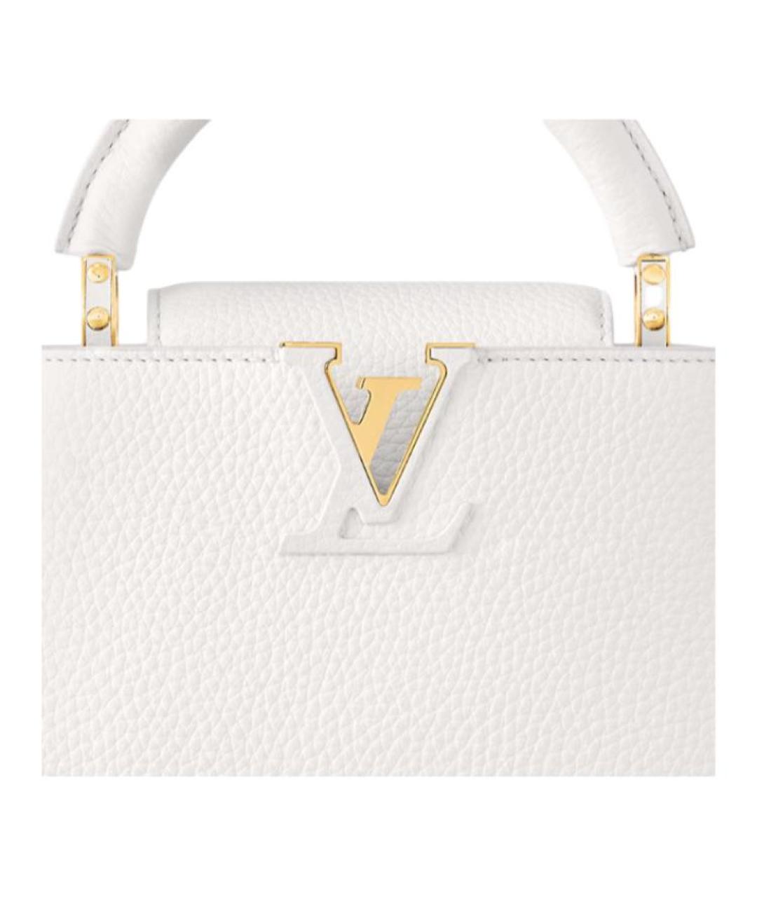 LOUIS VUITTON Белая кожаная сумка с короткими ручками, фото 4