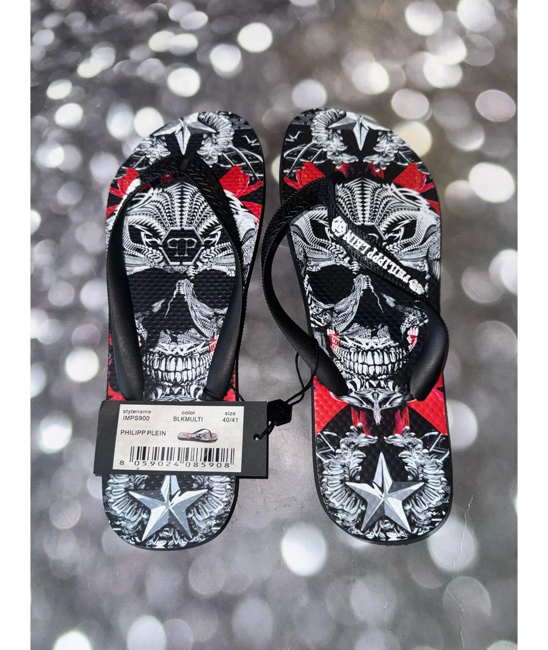 PHILIPP PLEIN Черные шлепанцы, фото 3