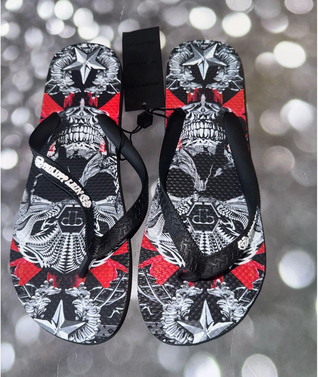 PHILIPP PLEIN Черные шлепанцы, фото 2