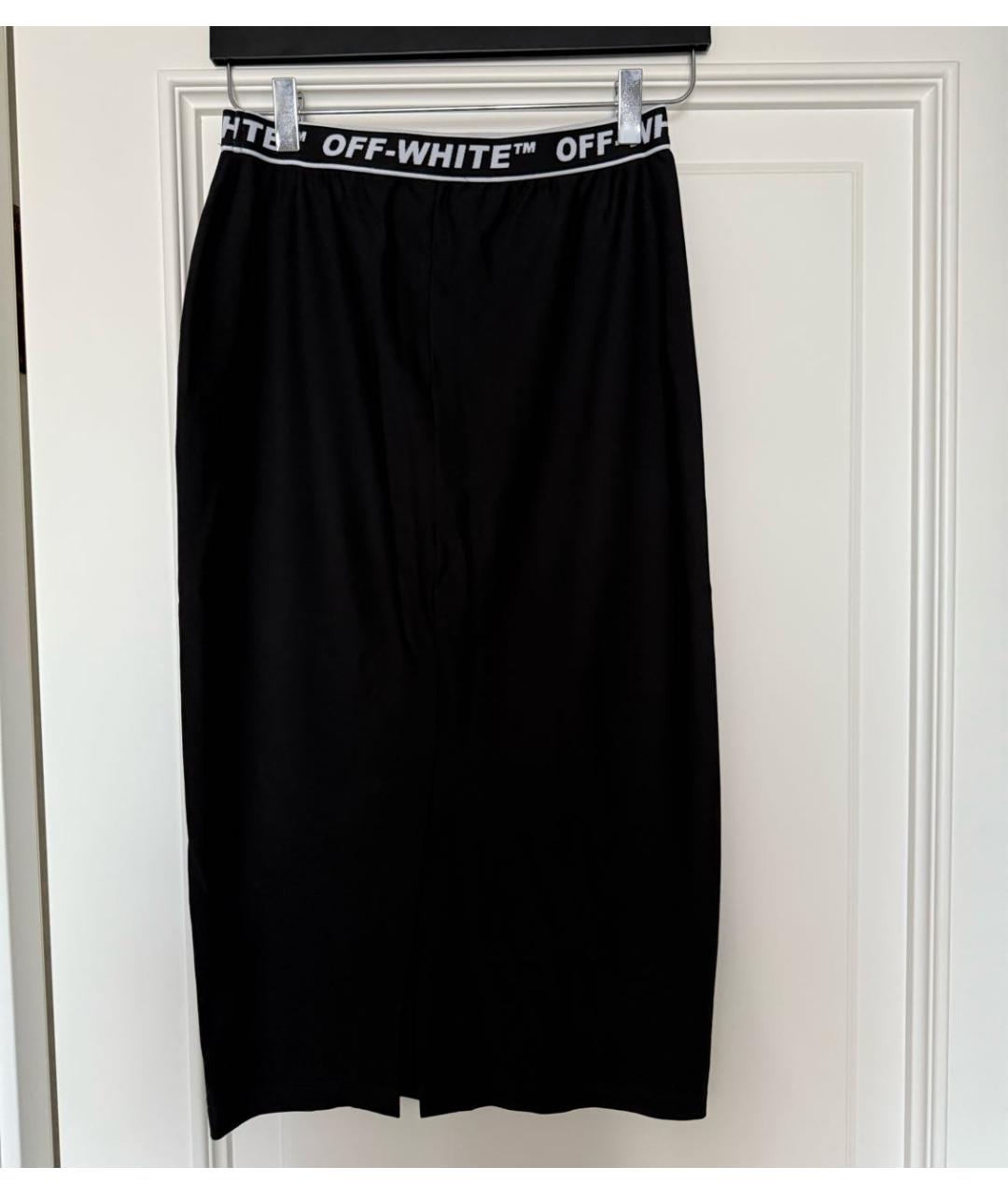 OFF-WHITE Черная вискозная юбка миди, фото 2