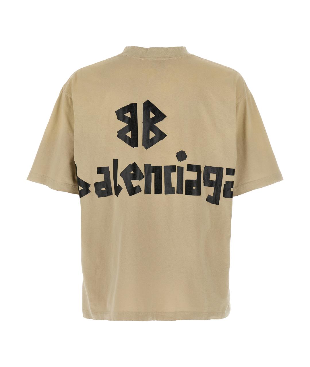 BALENCIAGA Бежевая хлопковая футболка, фото 2