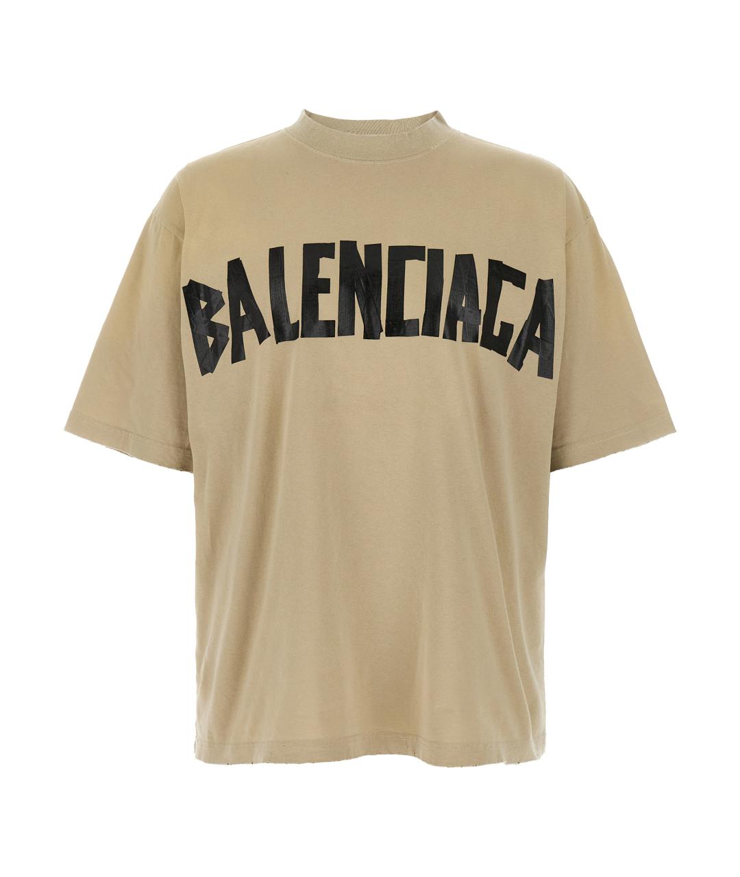 BALENCIAGA Бежевая хлопковая футболка, фото 1