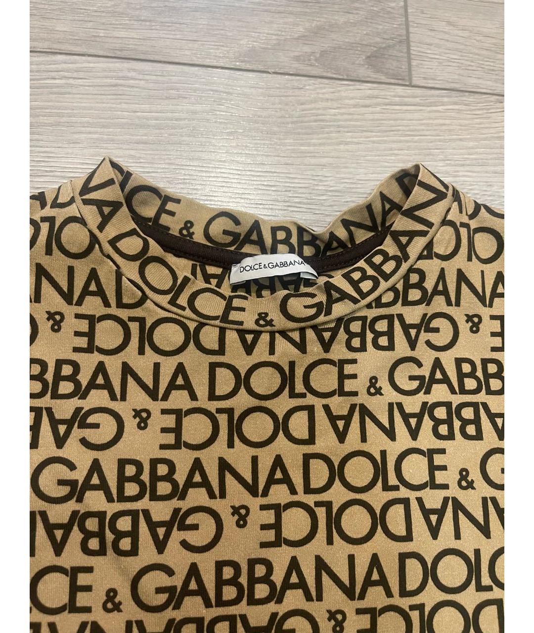 DOLCE & GABBANA KIDS Коричневая хлопковая детская футболка, фото 3