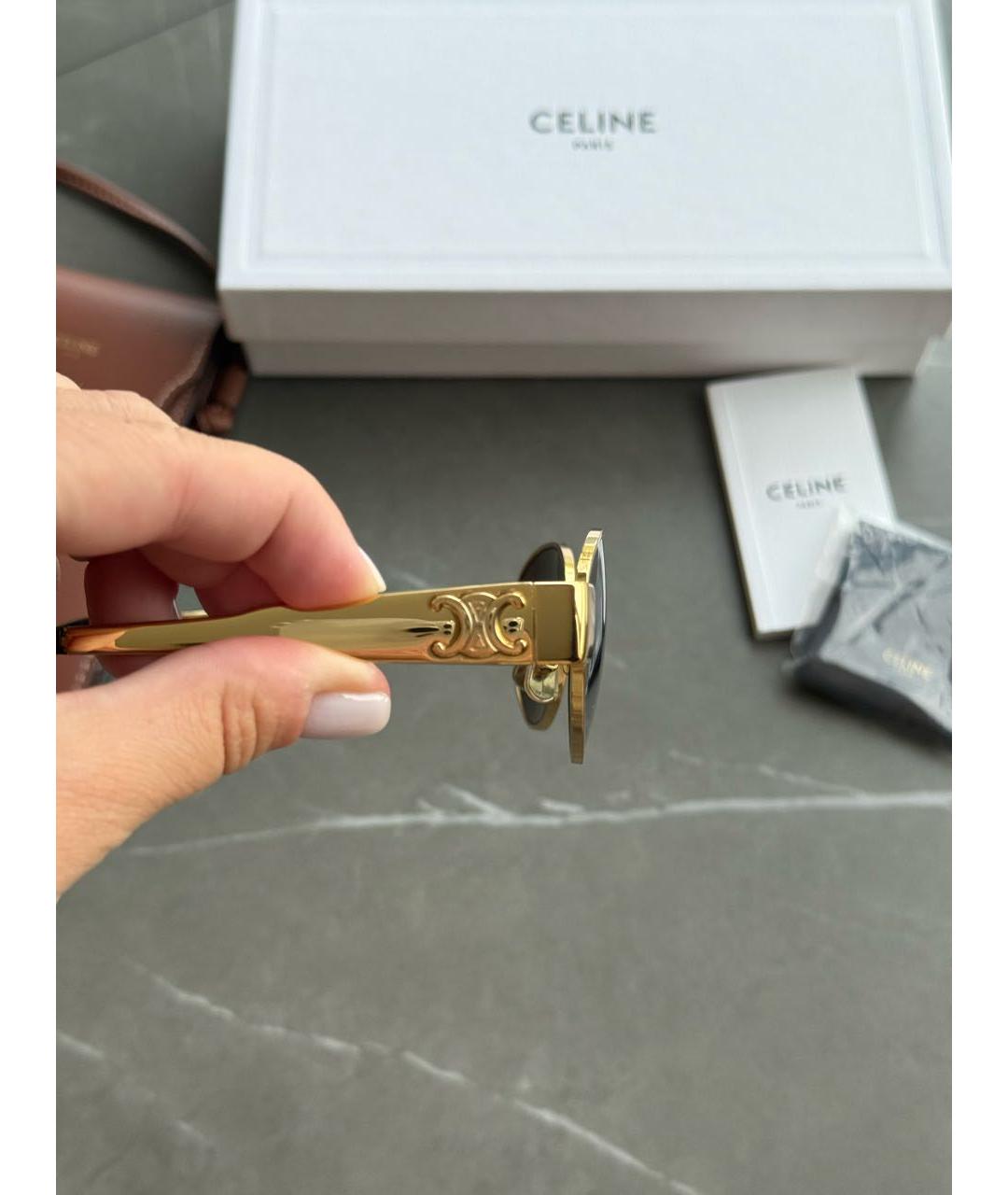 CELINE Золотые металлические солнцезащитные очки, фото 8