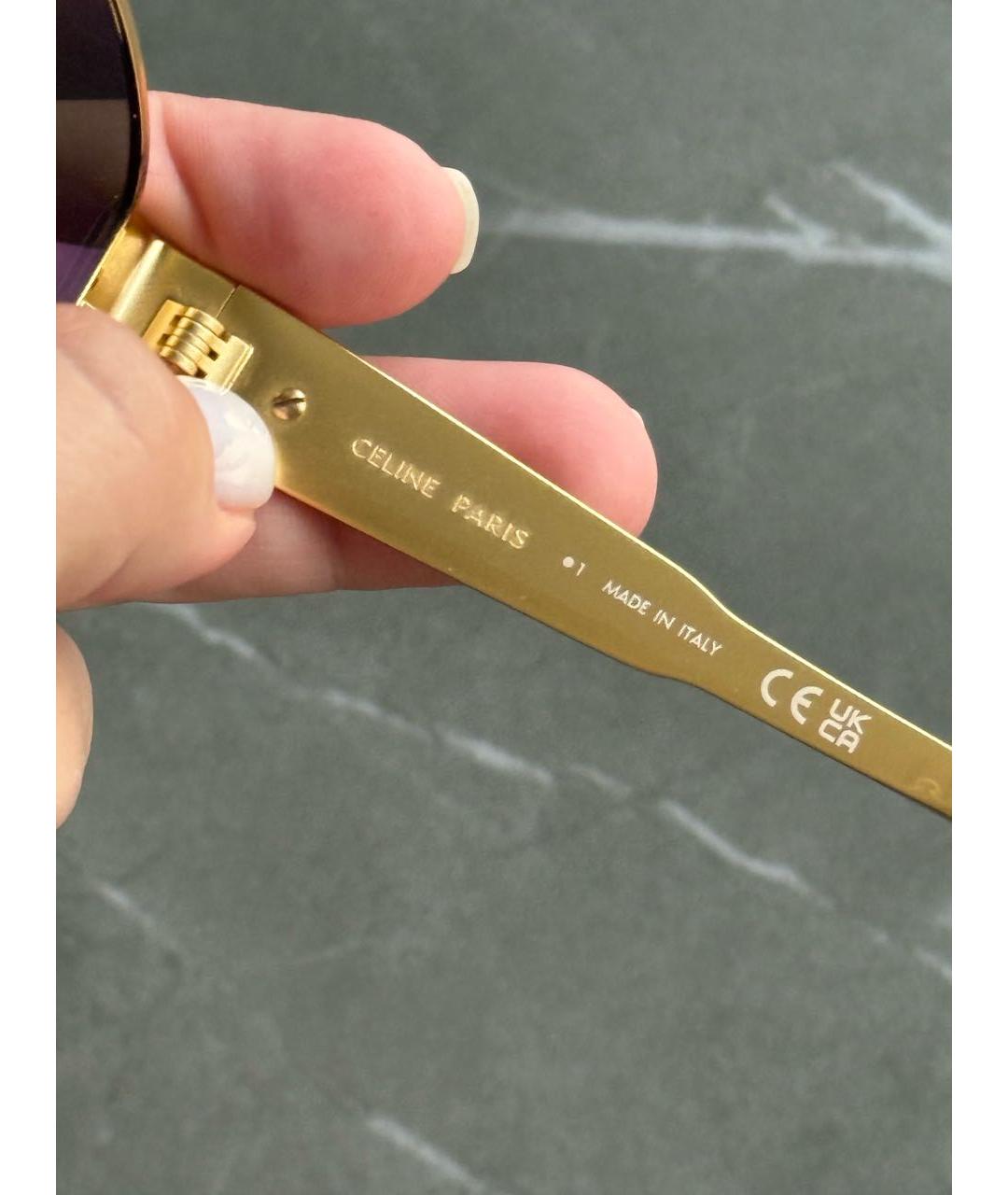 CELINE Золотые металлические солнцезащитные очки, фото 7