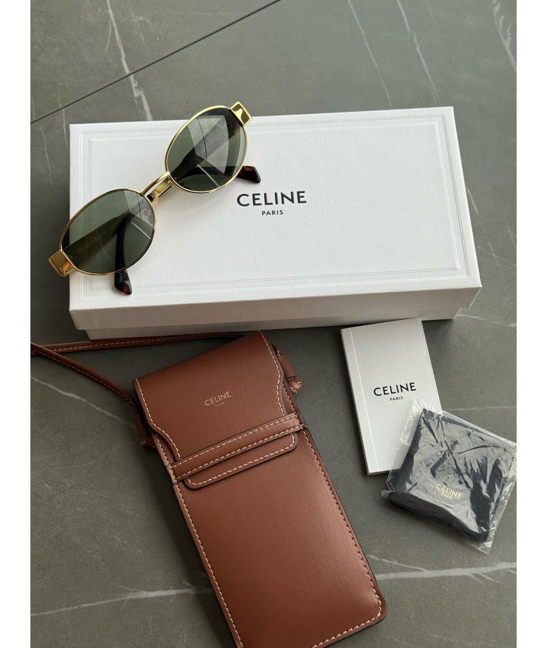 CELINE Золотые металлические солнцезащитные очки, фото 2