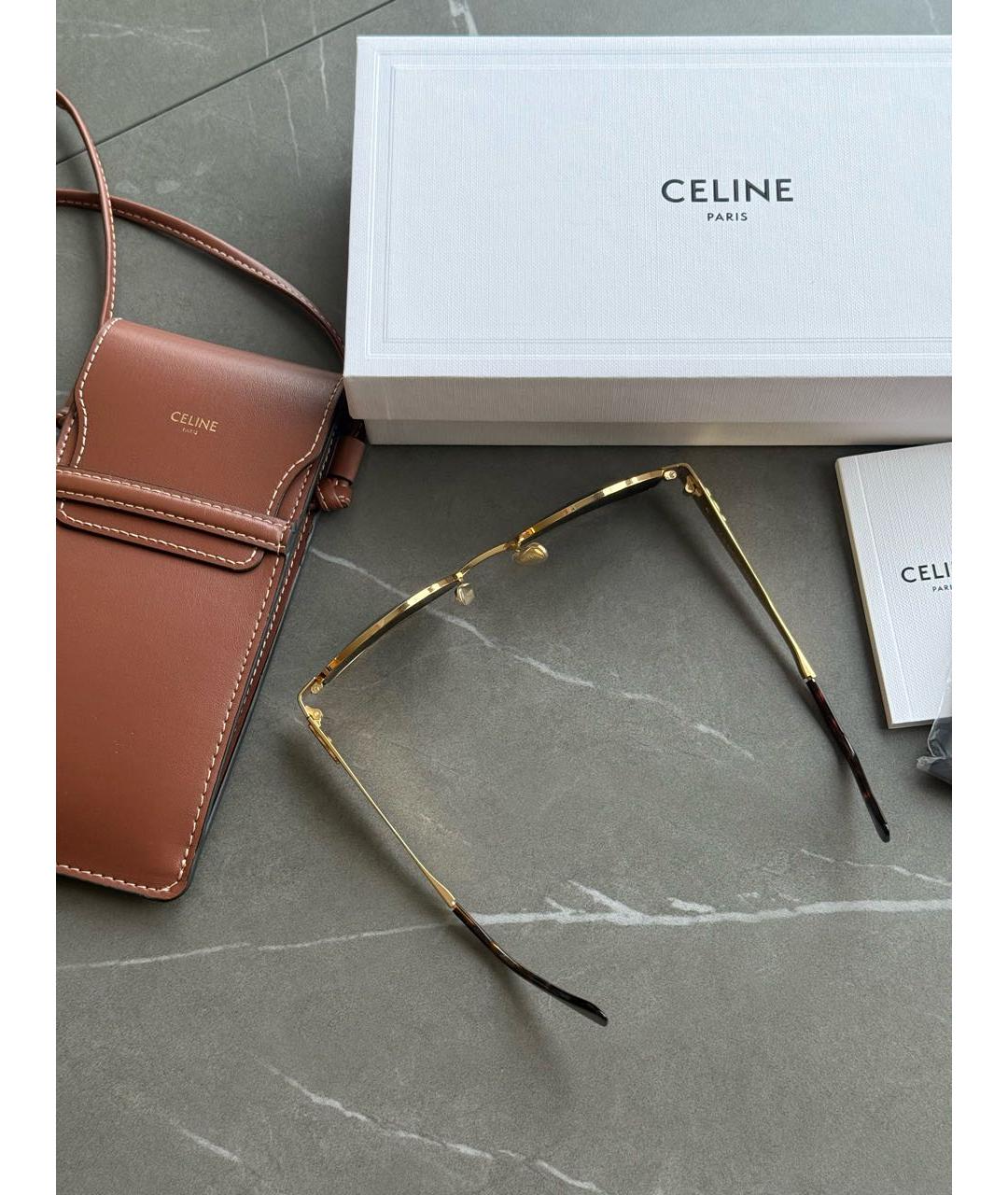 CELINE Золотые металлические солнцезащитные очки, фото 6
