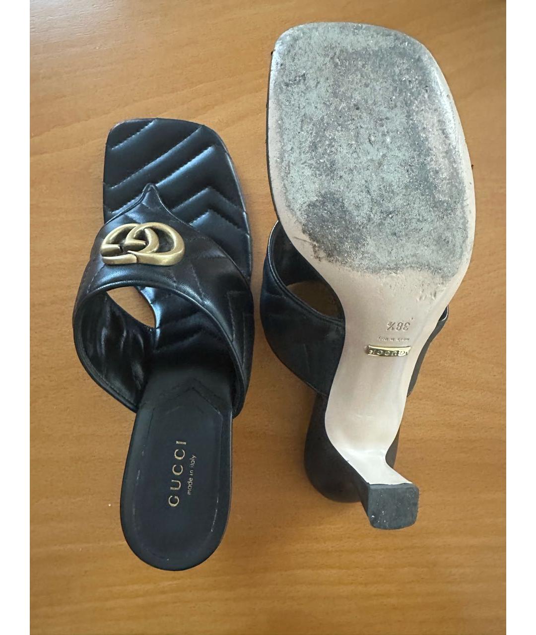 GUCCI Черные кожаные сабо, фото 2