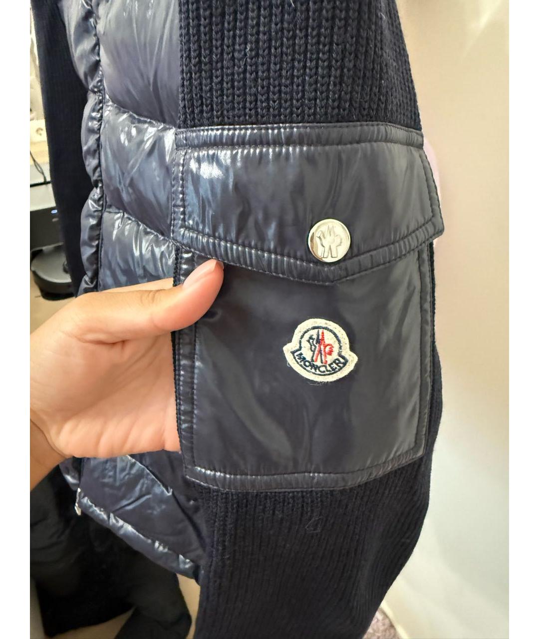 MONCLER Темно-синяя полиэстеровая куртка, фото 4