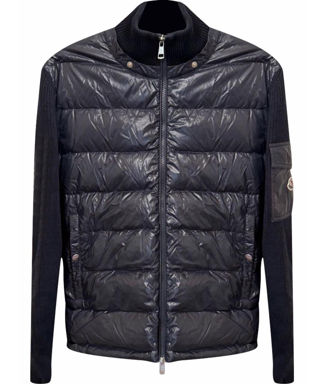MONCLER Темно-синяя полиэстеровая куртка, фото 1