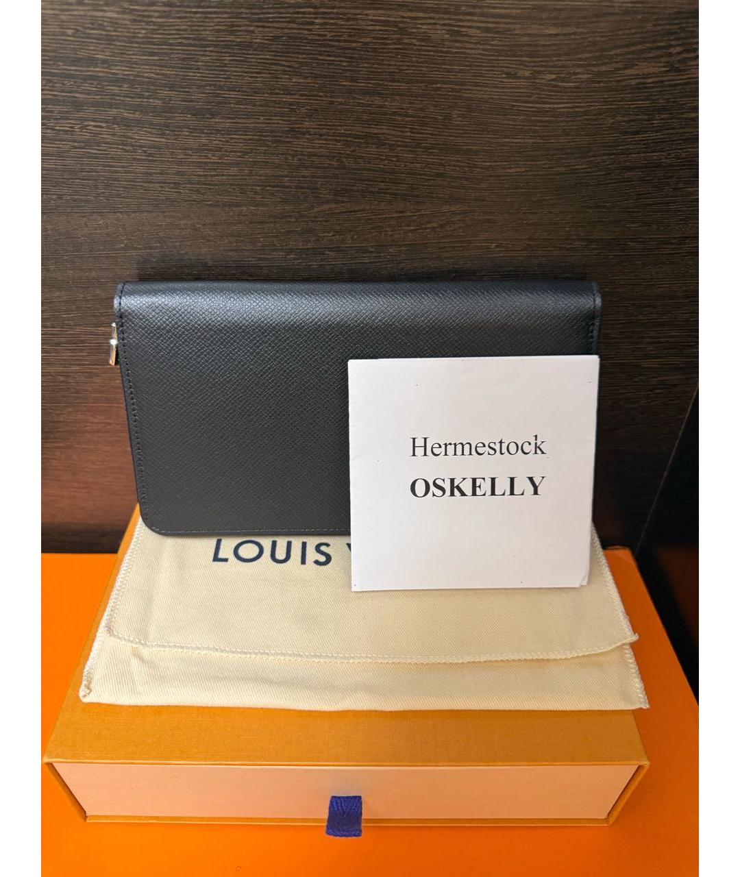 LOUIS VUITTON Черный кожаный кошелек, фото 2