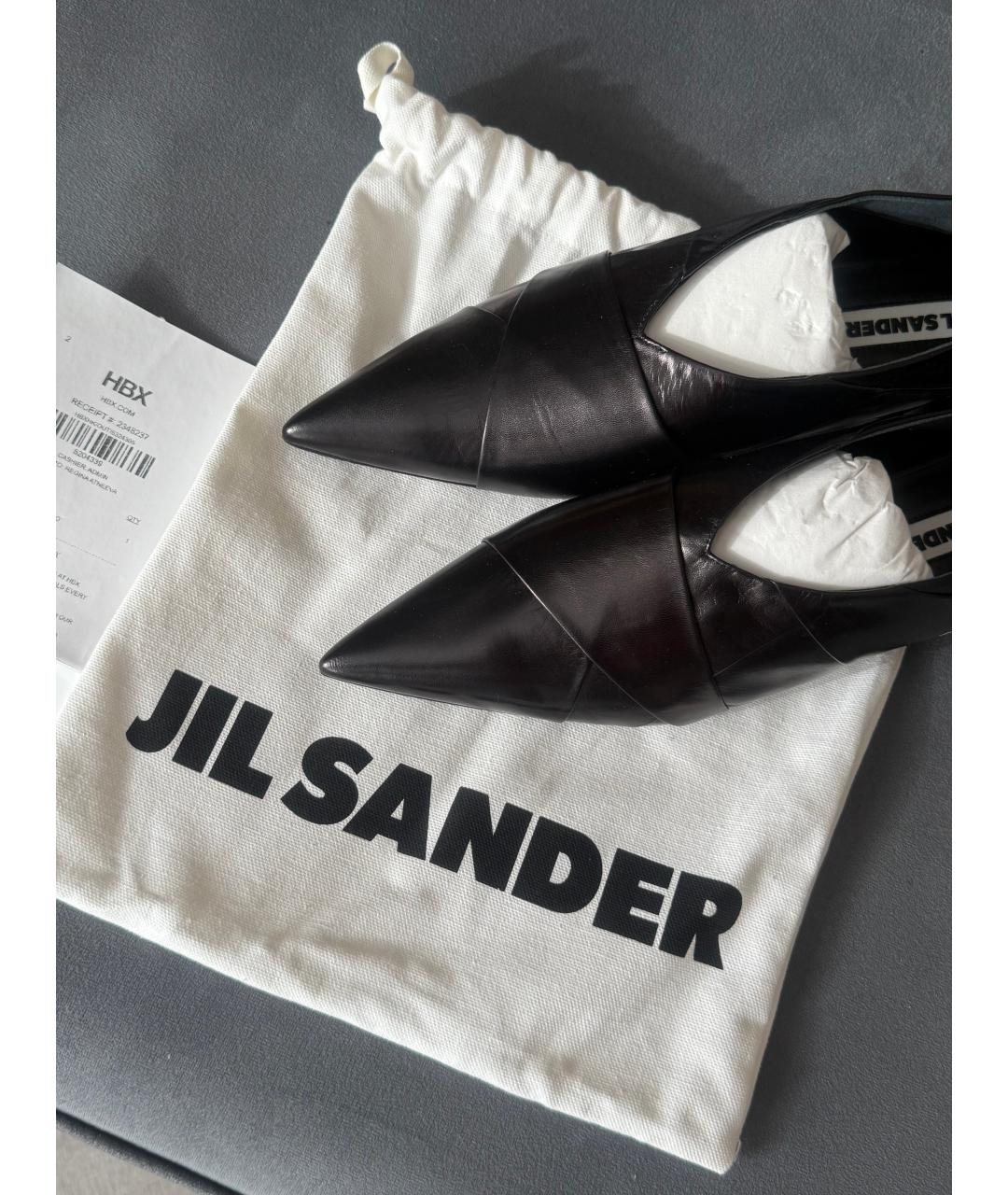 JIL SANDER Черные кожаные балетки, фото 6