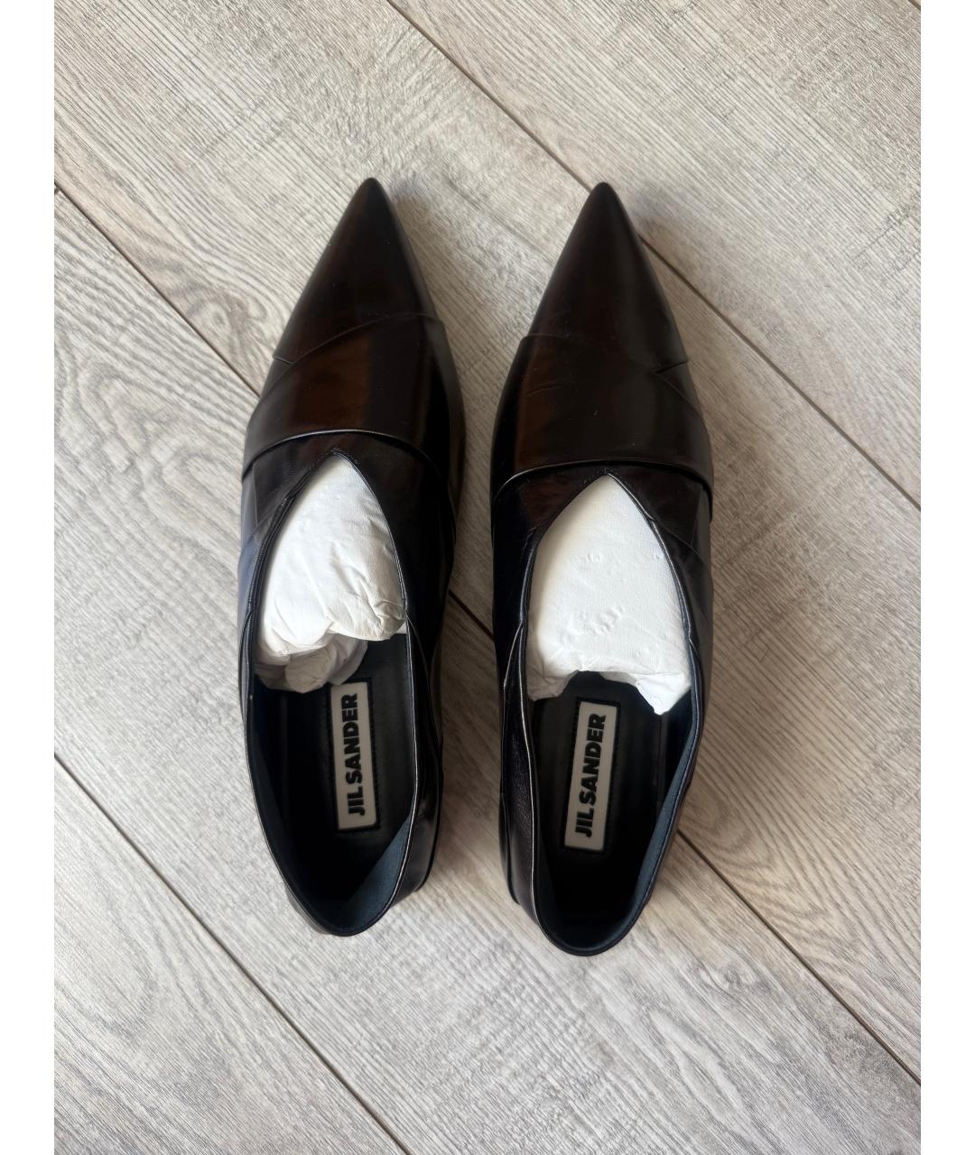 JIL SANDER Черные кожаные балетки, фото 3