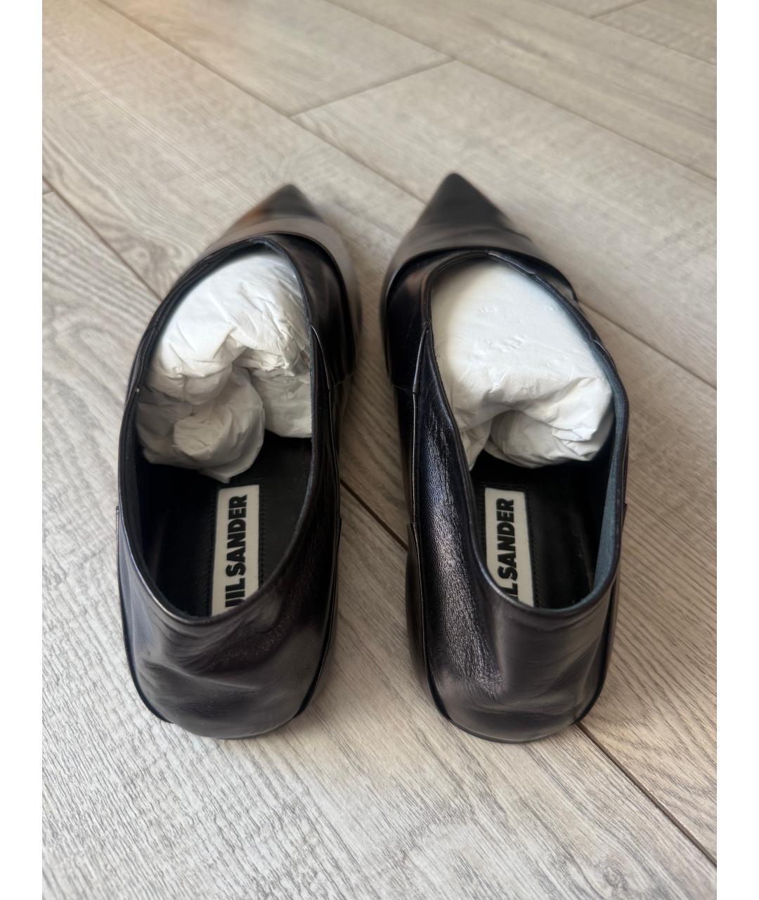JIL SANDER Черные кожаные балетки, фото 4